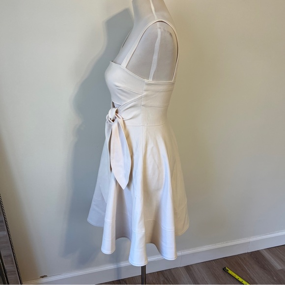 Cinq à Sept White Nyma Mini Dress 4 small with tie cut out ivory - Picture 4 of 8